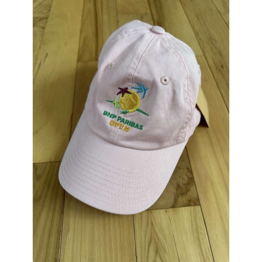 BNP Paribas Open American Needle Hat Cap Pink Adjustable Strapback Tennis NWT